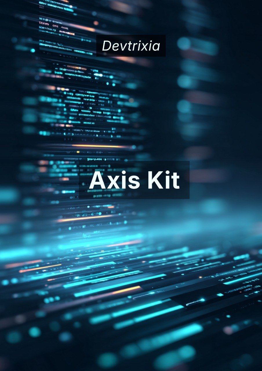 Technical or digital-themed product with 'Devtrixia' and 'Axis Kit' text on a dark background.