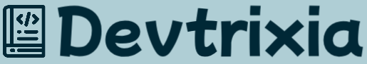 Devtrixia logo with text and icon on a light blue background