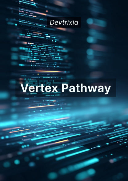 Futuristic digital pathway with 'Devtrixia' and 'Vertex Pathway' text.